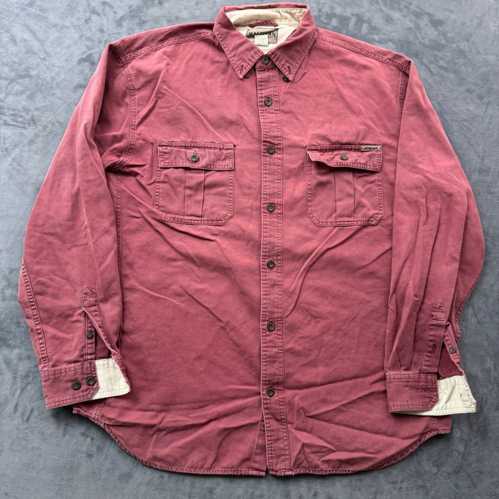 Magellan Sportswear Mens XL Red Long Sleeve Button Down Cotton Fishing Shirt